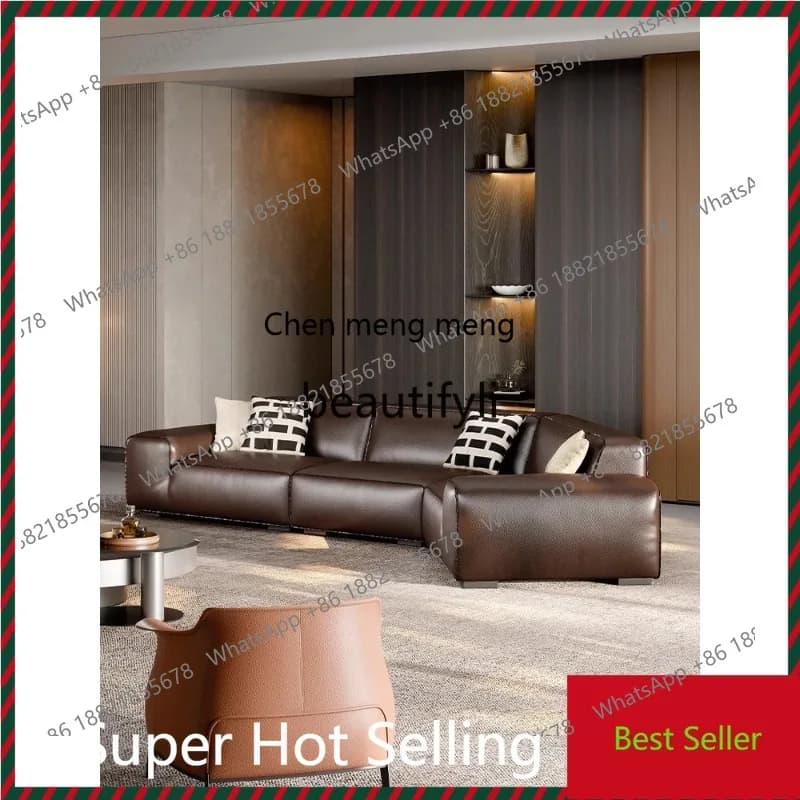 X  QQ132 Furniture Set Minimalist New High-End Full Leather Sofa
