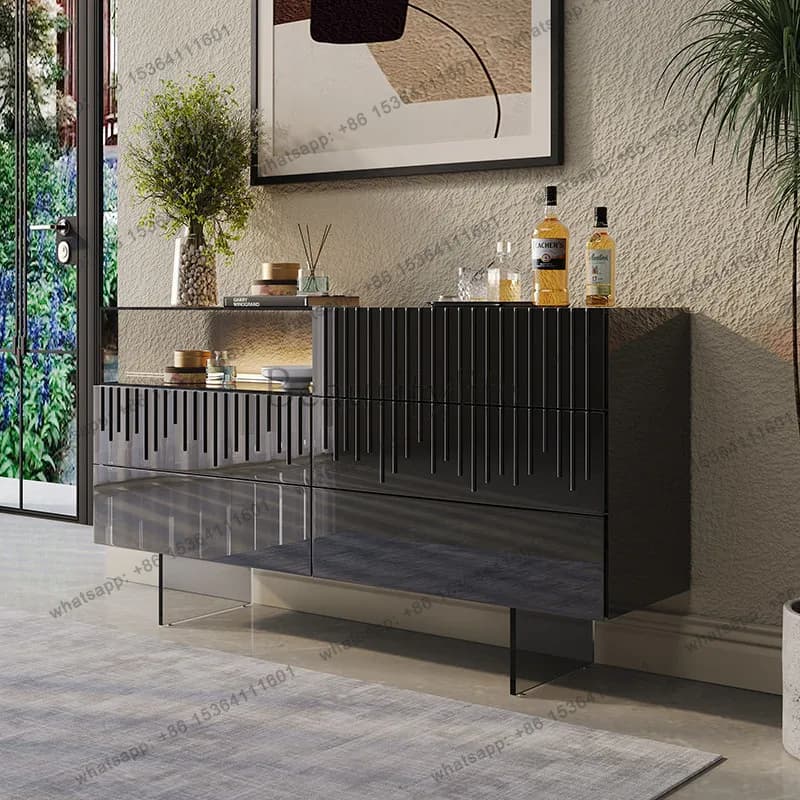 Italian light luxury glass chest of drawers high-end villa living room wall locker