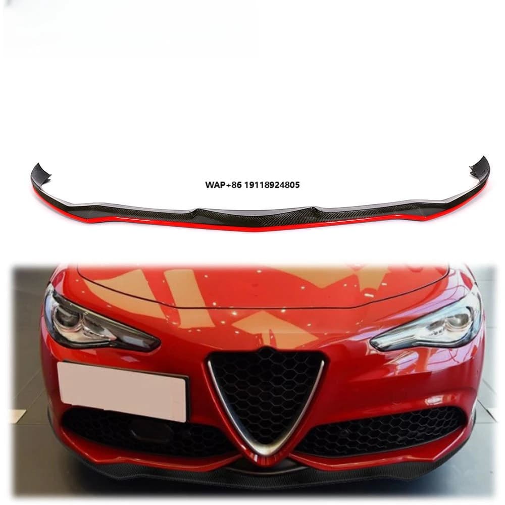 Car Carbon Fiber Front Bumper Spoiler Lip for  Giulia Sport Sedan 4-Door 16-18 (Black Red Edge)