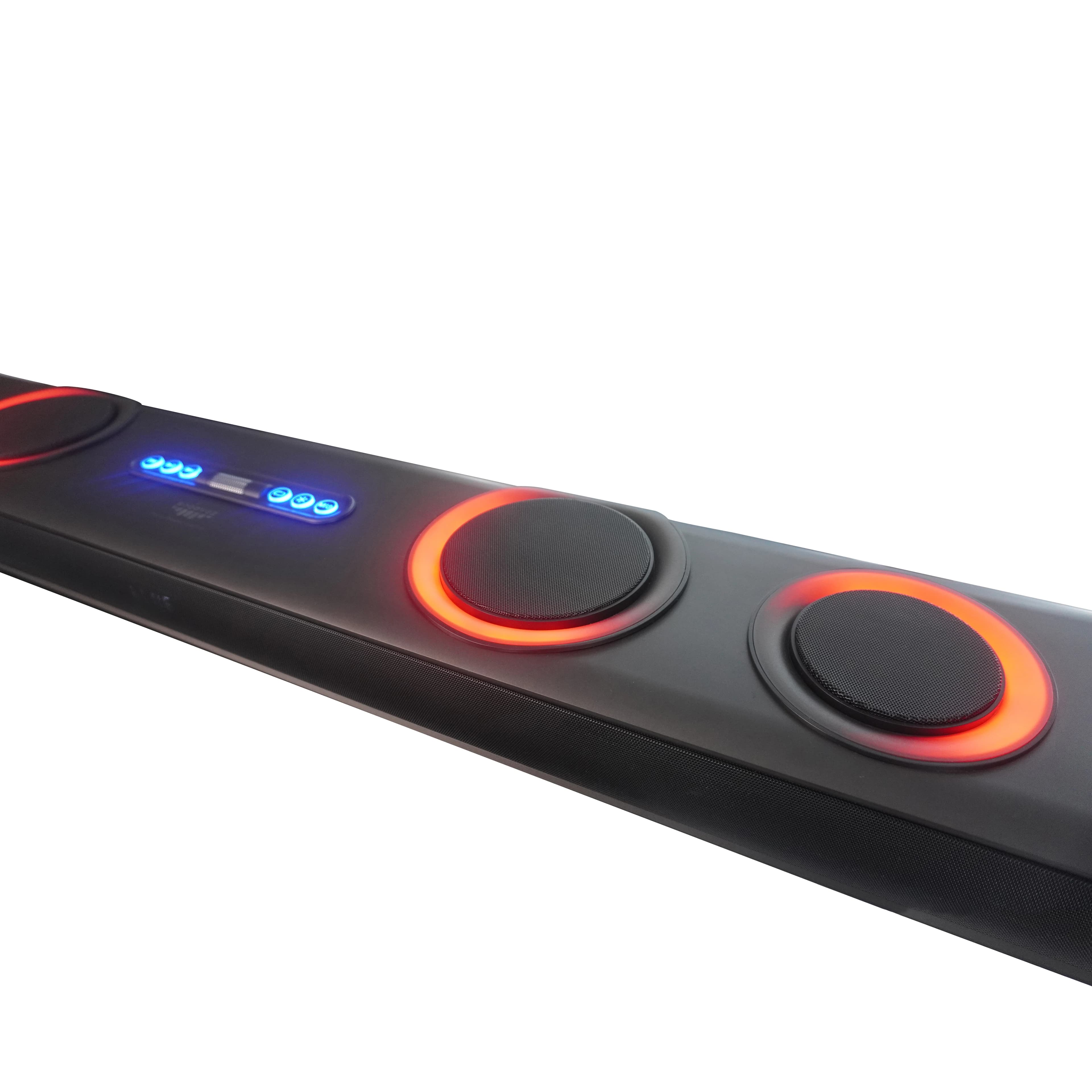 2025 hot sale 2.1CH for Bluetooth Home Theatre Soundbar with Built-In Subwoofer & Wireless Microphone Plastic Speaker Cases for