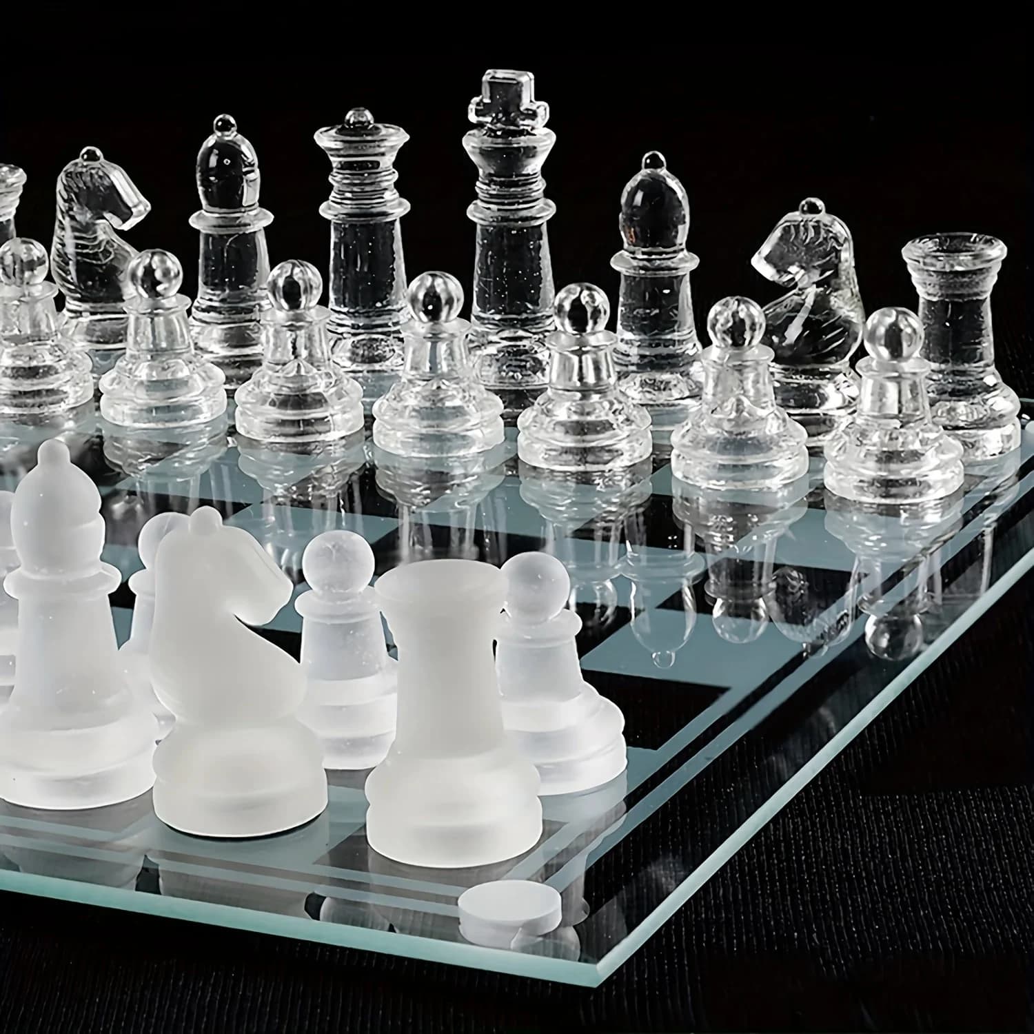 Deluxe Glass Set, 10 Inch Board Game Pieces, Elegant Home Decor, High-Quality And Enthusiasts, Adult Chess Set