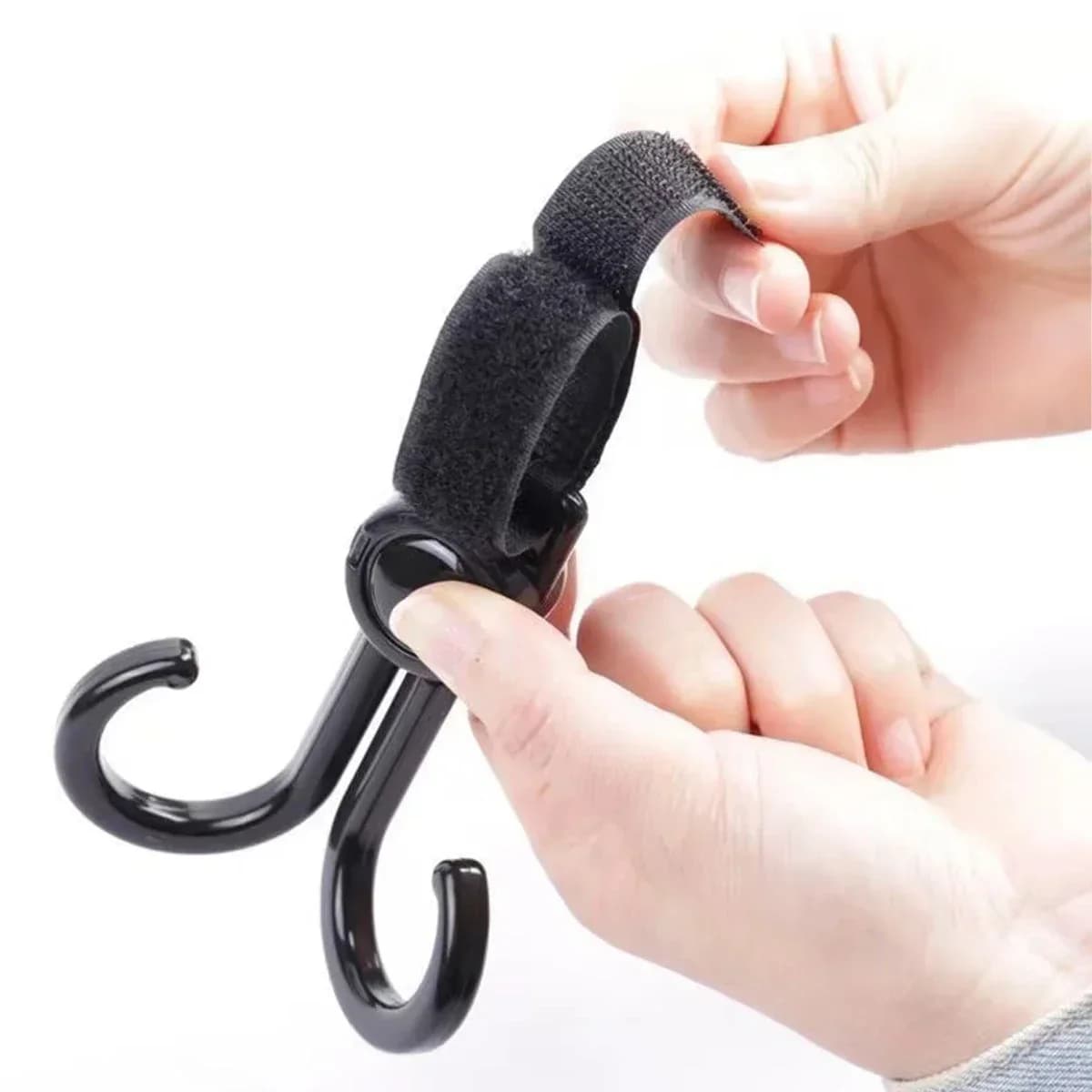 Double Hook Baby Stroller Hanger 360-degree Rotation Adjustment Cart Hook and Loop Fastener Stroller Accessories