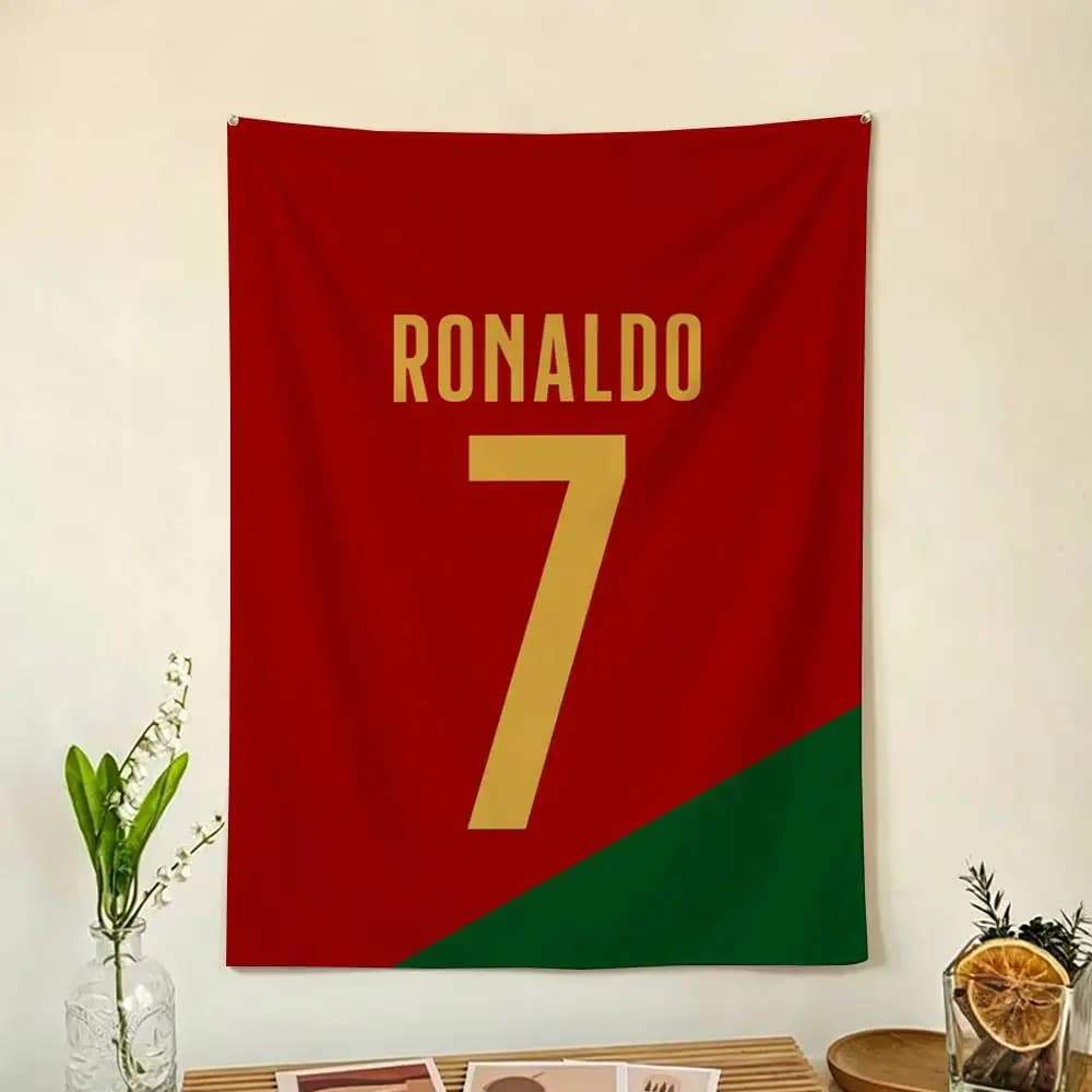 P-Pedri R-Ronaldo 7 Football Flag Digital Printing Banner for Garage Wall Out Door Decoration
