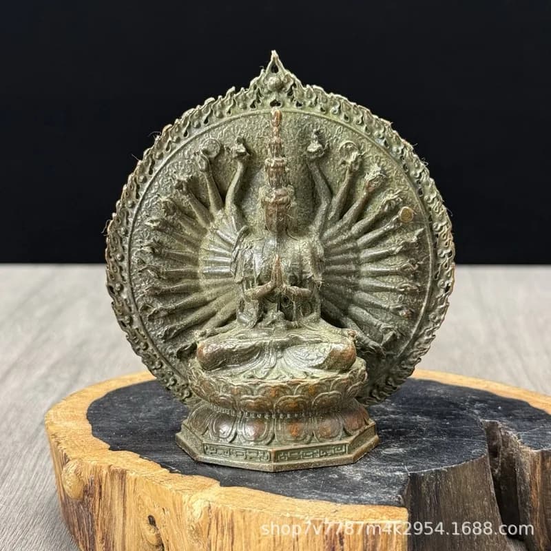 Brass alloy craft piece: Thousand-Armed Avalokiteshvara home decoration ornament