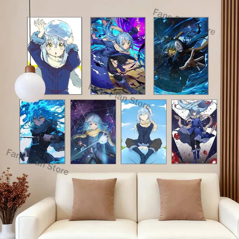 Anime T-Tempest Rimuru Poster Multi-Purpose Wall Art for Living Room Bedroom Office Hallway Bar Home Decor Gift