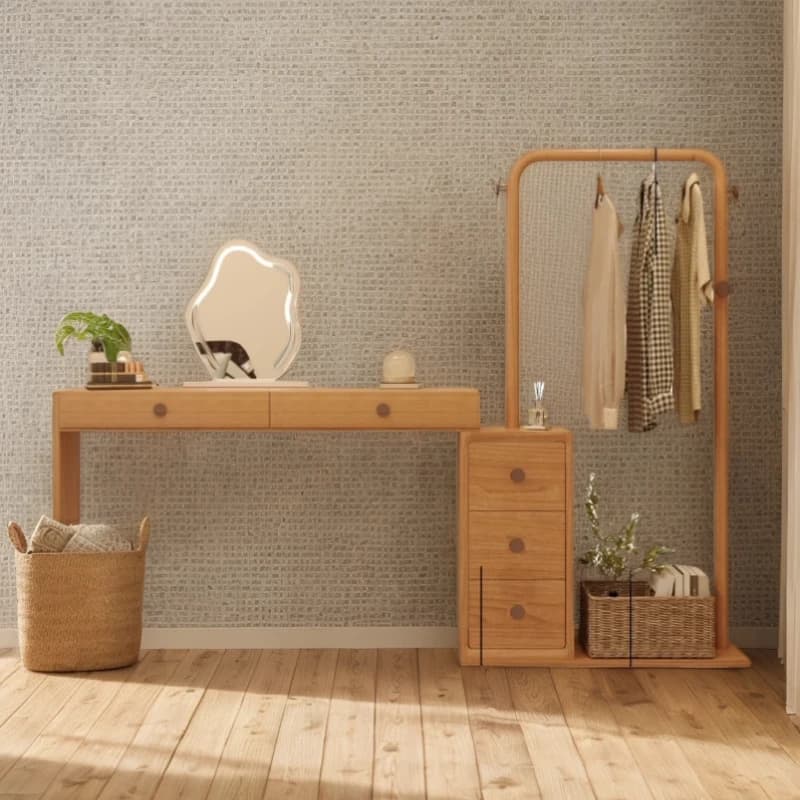 Natural Drawer Vanity Table Storage Organiser Space Saving Modern Dressing Table Bedroom Luxury Mesa De Maquillaje Furniture