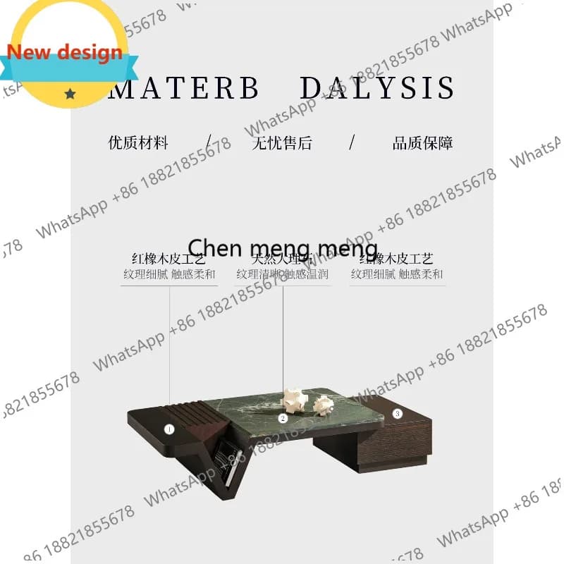 D80 Italian minimalist natural marble coffee table 2026 new living room home modern minimalist high sense