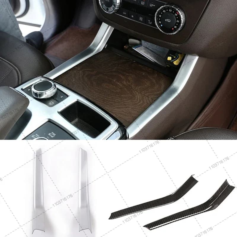 For Mercedes-Benz GL ML GLE GLS Class W166 X166 2pcs Center Gear Shift Side Strip Cup Holder Cover Strip Trim Car Interior