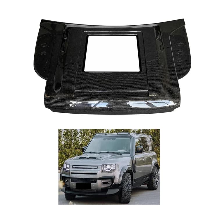Car Accessories Transparent Hoods Style Dry Carbon Fiber Engine Hood Bonnet for Land Rover Defender L633 90 110 Parts