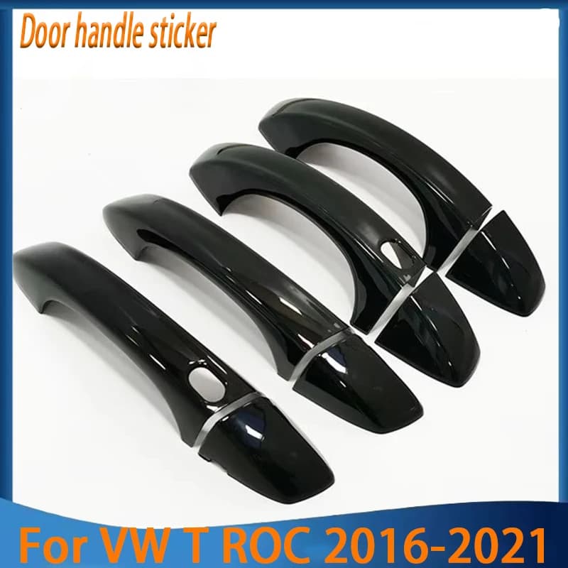 Styling Accessories For VW T ROC 2016-2021 Black Chrome Car Side Door Handle Cover Trim Sticker