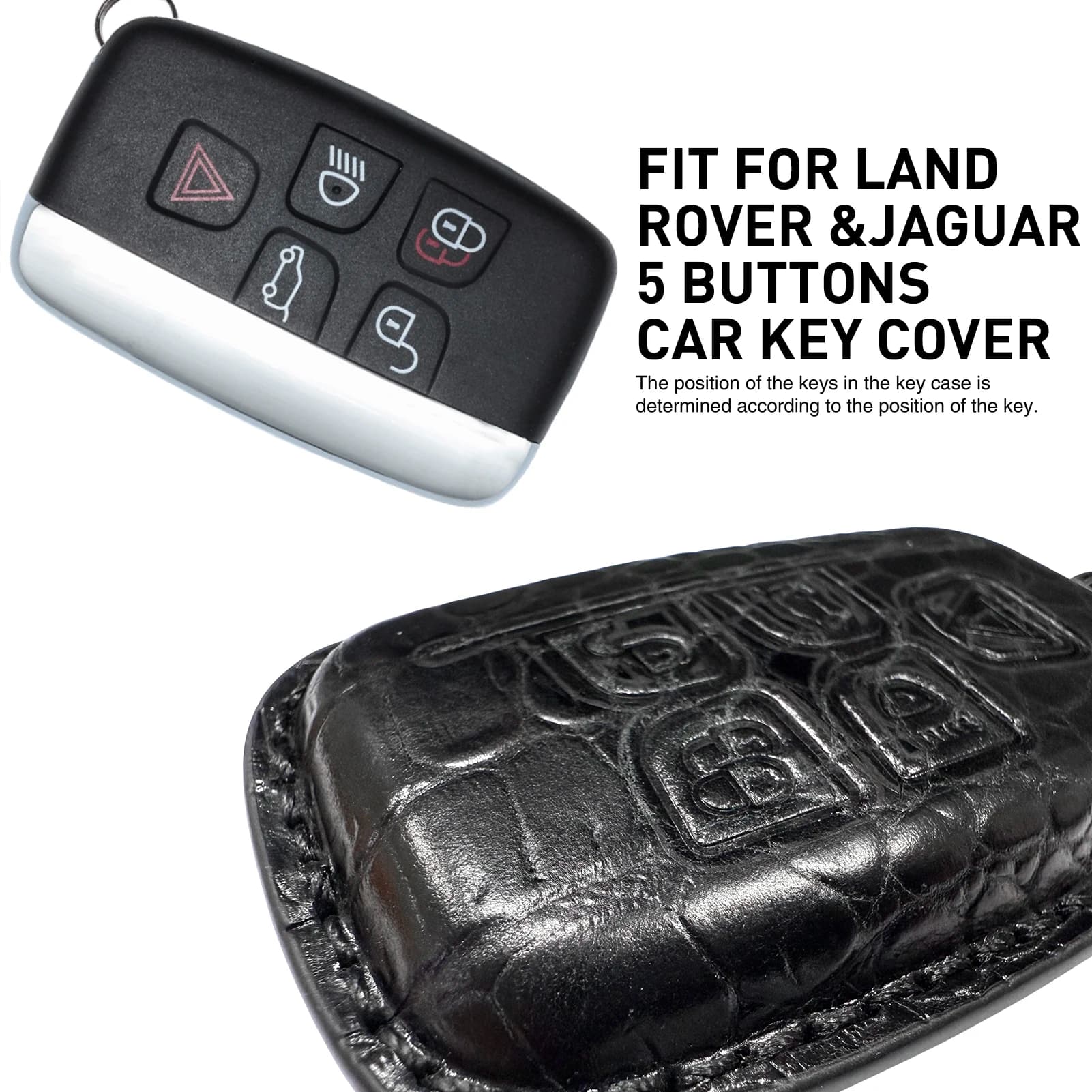 LS AUTO Crocodile Top Cowhide Car Key Cover for Land Rover Car Fob Cover Compatible with Land Rover Key Fob Cover with Keychain