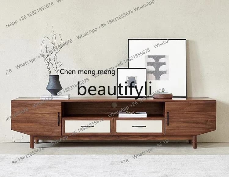 M178 TV cabinet North American black walnut floor cabinet household simple small apartment living room locker