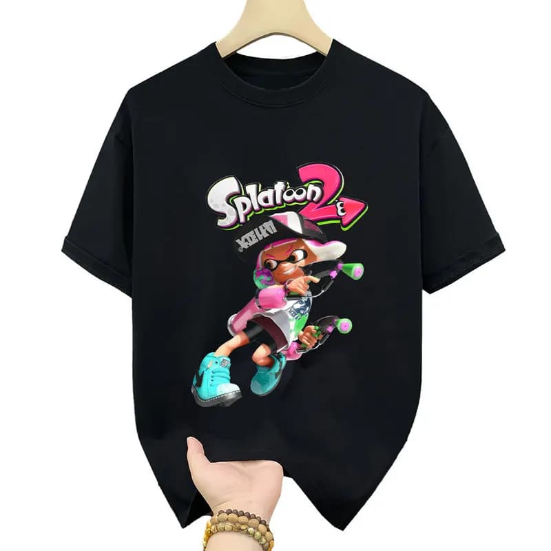 Cute Cartoon Videogame Splatoon Gift T Shirt for Gamer 0203 Short Sleeve Graphic Clothes 100% cotton Unisex Tee US Size S-6XL