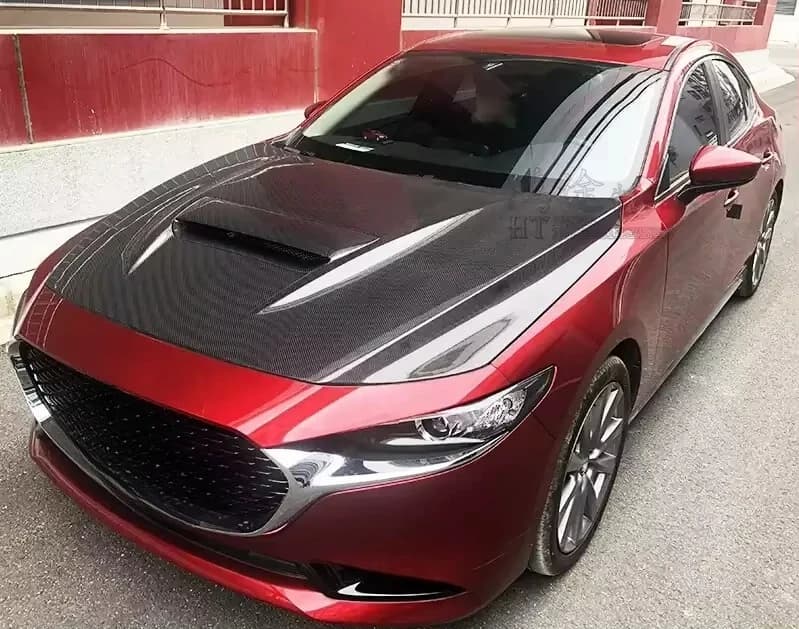 Factory Wholesale For-mazda 3 Axela 2014-2022 Carbon Fiber Hood Modified MPS Type Opening Hood Real Carbon Fiber Material