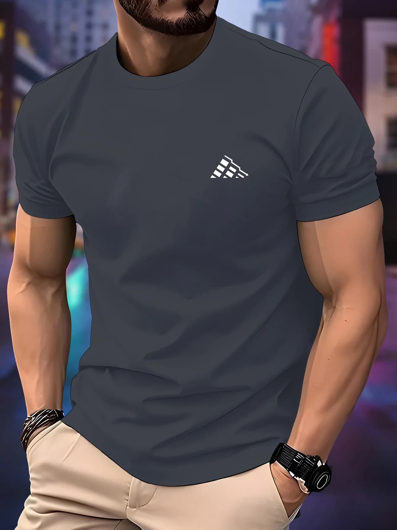 Men Quick Dry Short Sleeve T-shirt Curve Print Summer Running Sport Tops Breathable Thin Fitness Tee