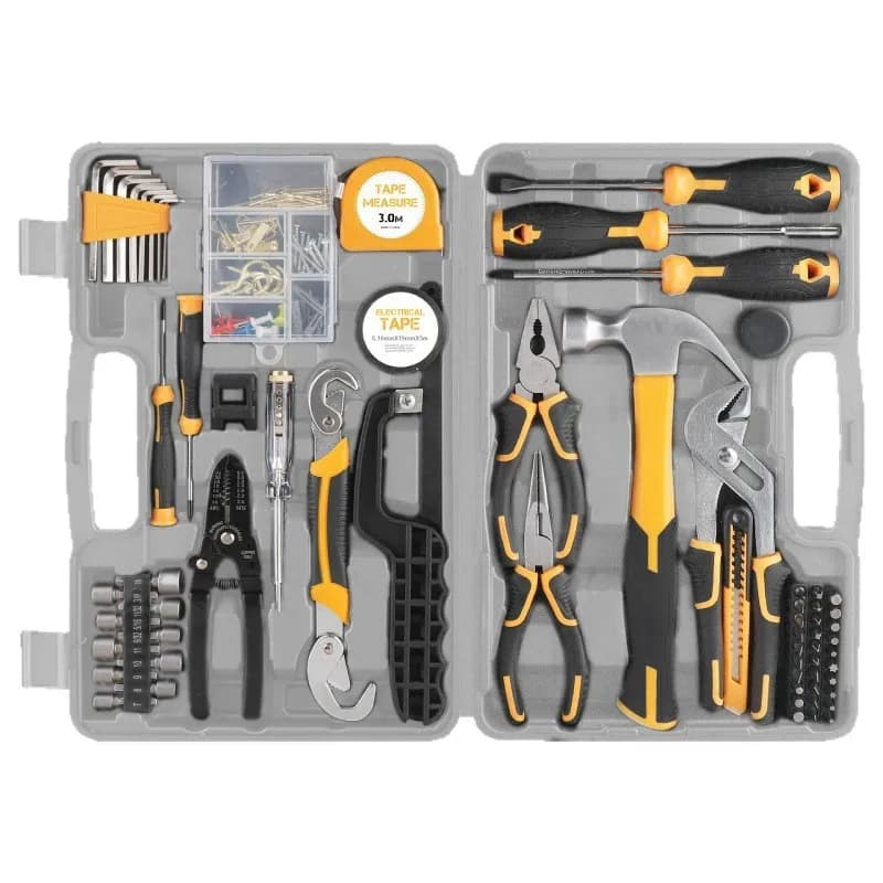 166-Piece set of household tools, claw hammer, water pump pliers, multi-functional hardware toolbox