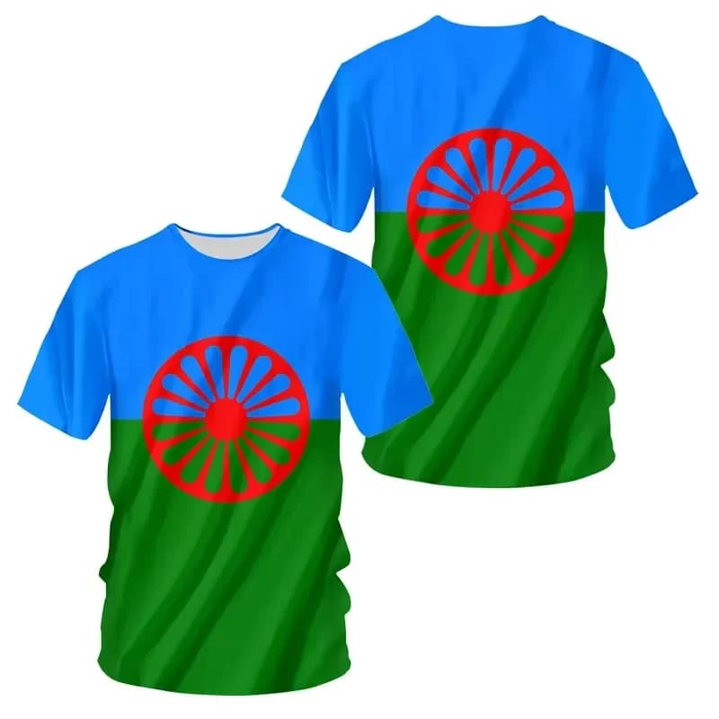 2026 Men's Graphic T-Shirt with National Embellishment Design Featuring 3D Artistic Motif Streetwear Style Fashionable Casual