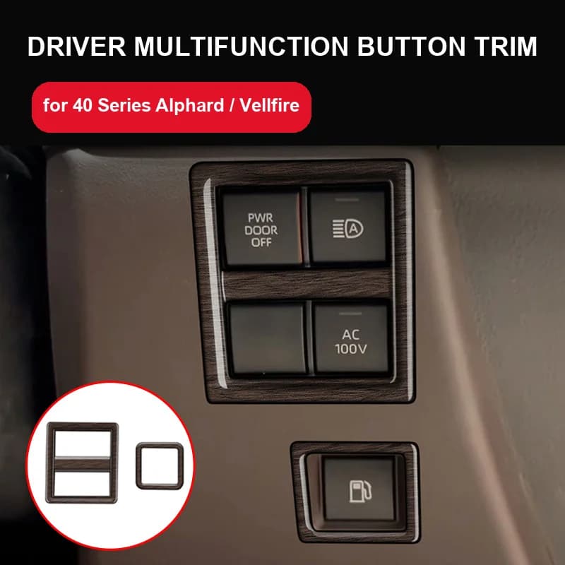 Car Dashboard Switch Panel Cover for Toyota Alphard Vellfire 40 Series ABS Multifunction Button Frame Trim 2PCS Accessories
