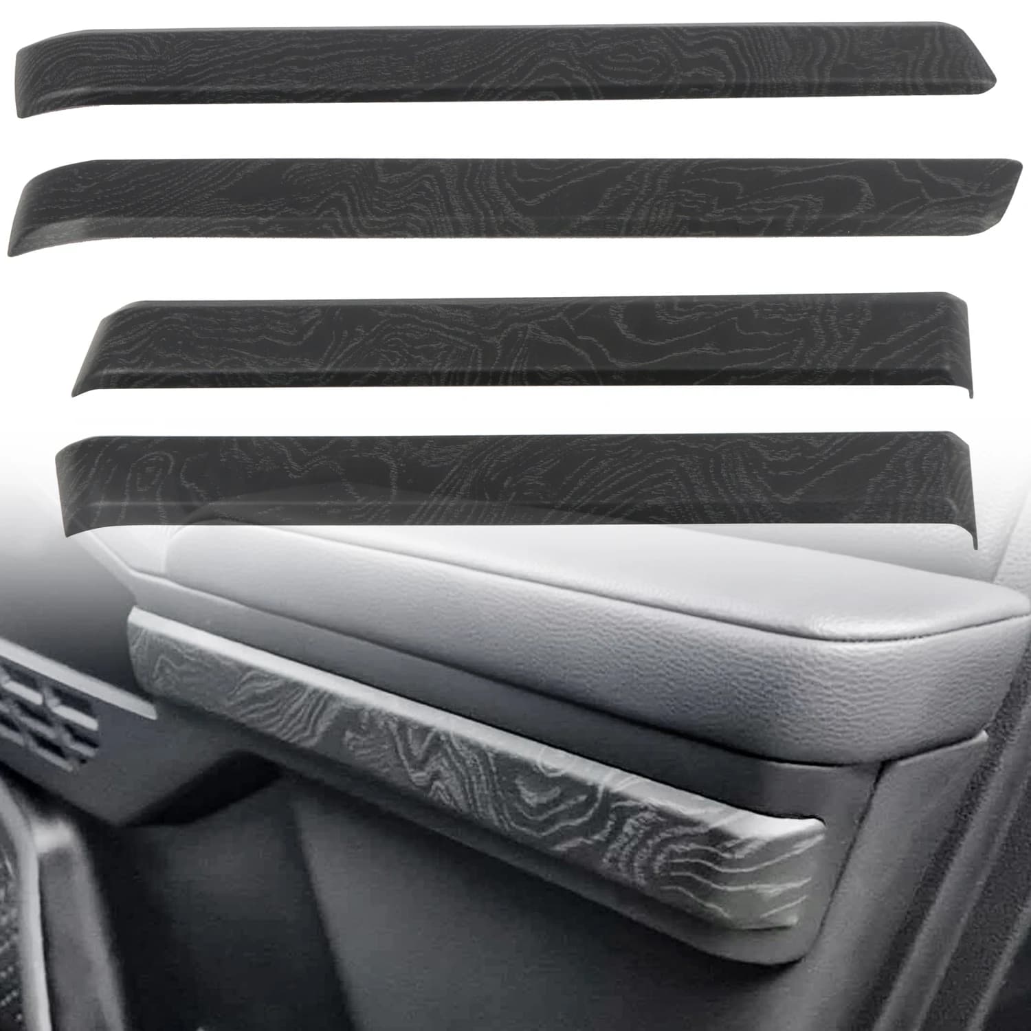 For Toyota Tacoma 2024-2025 Black Woodgrain Car Interior Door Armrest Panel Molding Strip Trim ABS Accessories 4pcs