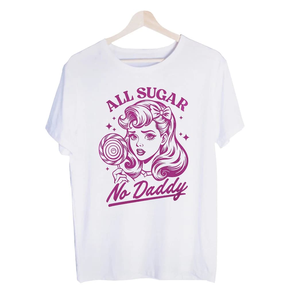 Women's Lollipop Girl Graphic Tee, Retro Style Short Sleeve T-Shirt for Casual Daily Wear