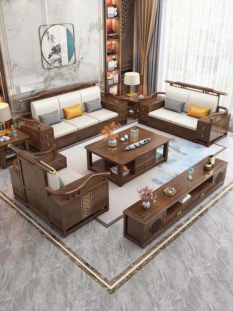 Solid Wood Sofa Combination Large and Small Apartment Type Storage Chinese   Furniture