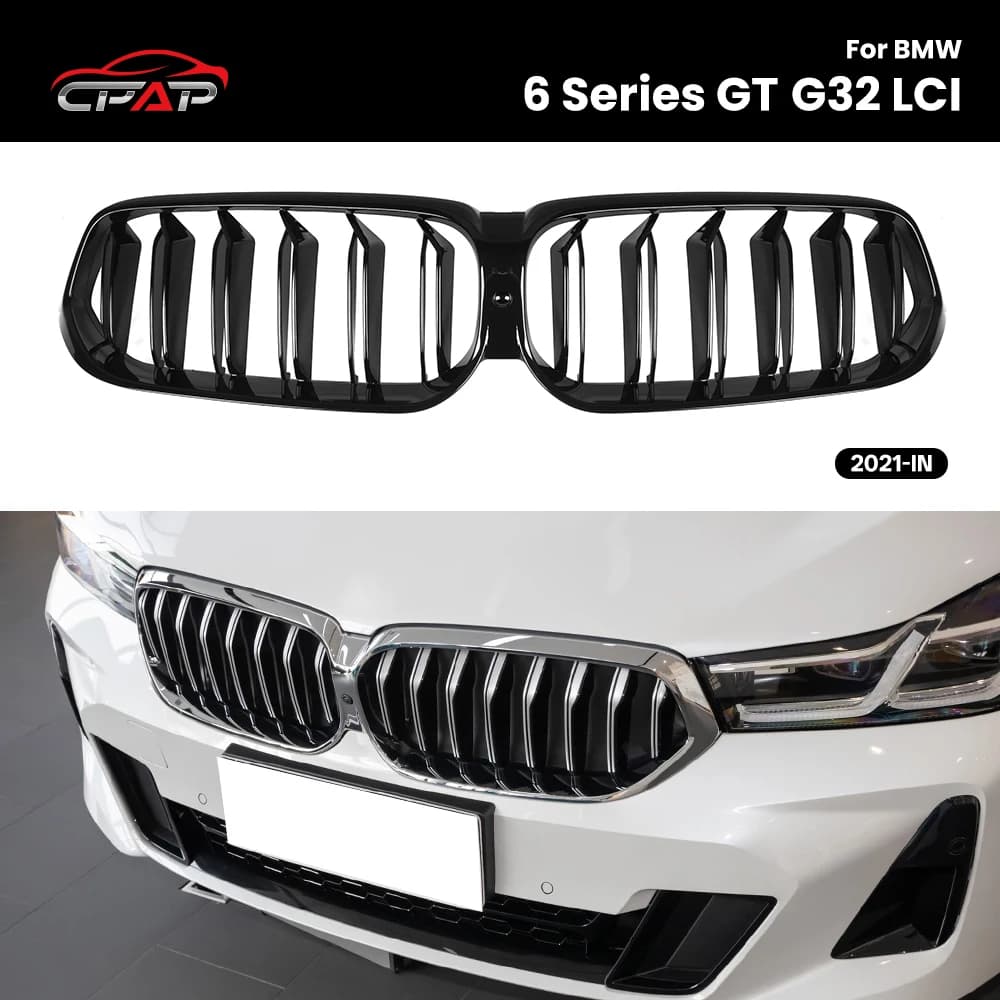 Front Bumper Kidney Grille Air Vent Hood Grille Replacement For BMW 6 Series GT G32 LCI 2021-IN Double Slat Front Grills