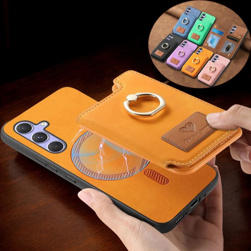 Phone Case For Samsung Galaxy S25/S24/S23+/A06/A05/A14/A15/A16/A24/A25/A35/A55/M54/F34 Detachable Card Cover With Finger Ring