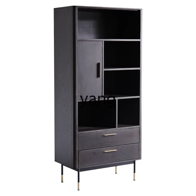 LH retro solid wood bookcase bookshelf floor-to-ceiling living room shelf locker