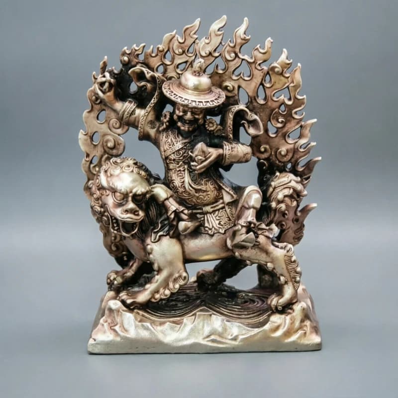 Nepalese Tibetan Style White Copper Ekajati Dharma Protector Buddha Statue - Desktop Worship Ornament Craft for Home Altar