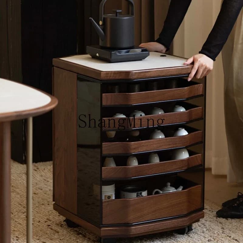 SM new simple wind storage tea side cabinet solid wood high-end tea cabinet household