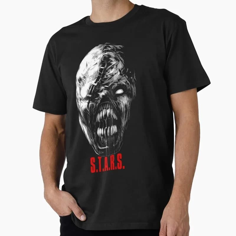 Vintage Resident Evil 3 Nemesis STARS T‑Shirt Biohazard RE3 Horror Movie Game Graphic Print Tee Retro Unisex Streetwear Tops