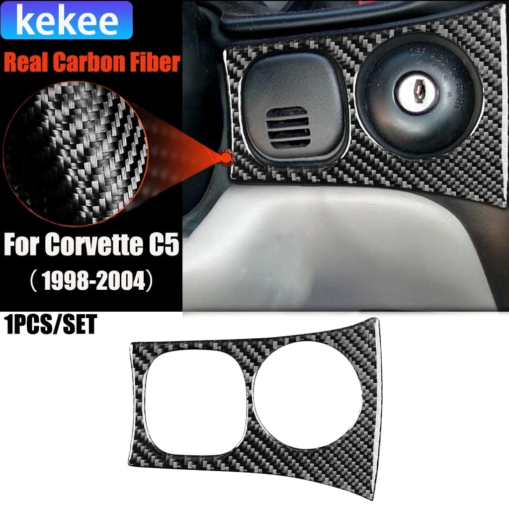 Carbon Fiber Car Accessories Ignition Keyhole Modified Interior Trim Cover Sticker For Chevrolet Corvette C5 1998-2004