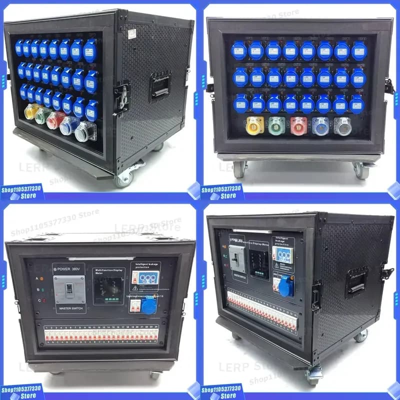 24 Channel 400A Stage Power Distribution Box with Intelligent Leakage Protection and 24x16A Industrial Sockets for Live