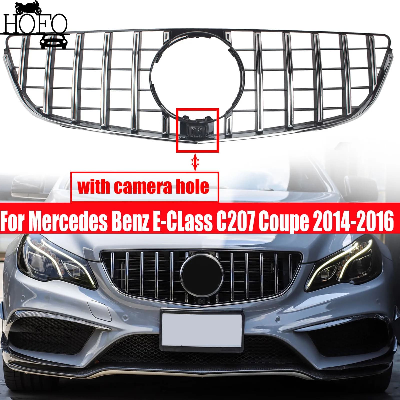 GT Style Front Inlet Grille Bumper Grill Radiator Mesh Tuning For Mercedes Benz E-CLass C207 Coupe/ A207 Convertible 2014-2016