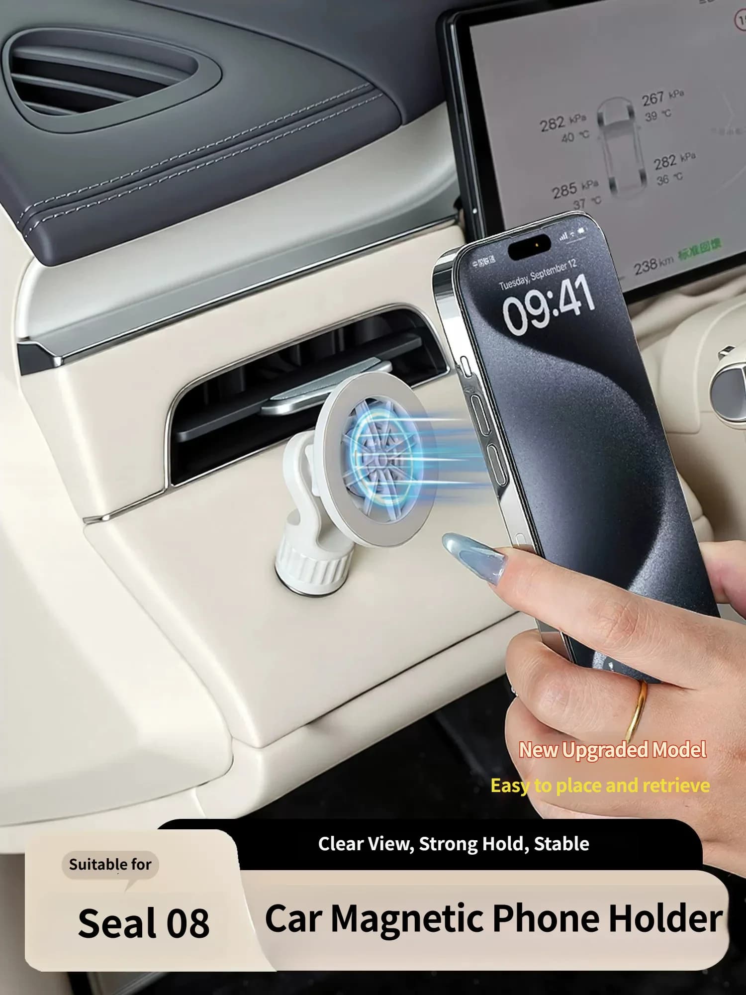 Car Accessories For BYD SEAL 08 2026 2027 Phone Holder Strong Magnetic Attraction Mobile Cell Support Car Phone Holder Mount