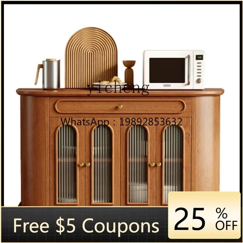 Solid Wood Vintage Sideboard Cabinet Mid-Ancient Entrance Cabinet Cream White Simple Modern Side Cabinet