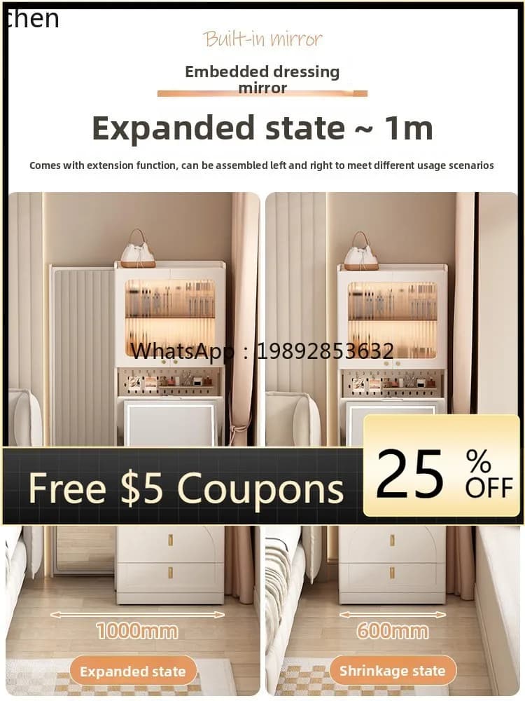 AB  floor-to-ceiling full-body mirror cabinet integrated small apartment bedroom dressing table full-length mirror