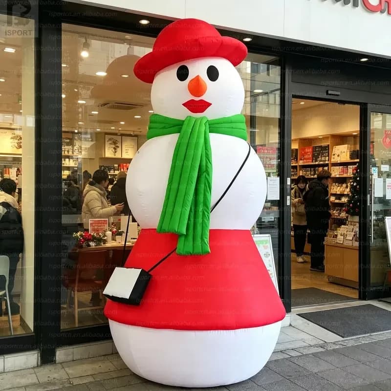 Large LED Lighted Inflatable Snowman Sculpture for Festive Holiday Decor Inflatable Snow Woman for Commercial Christmas