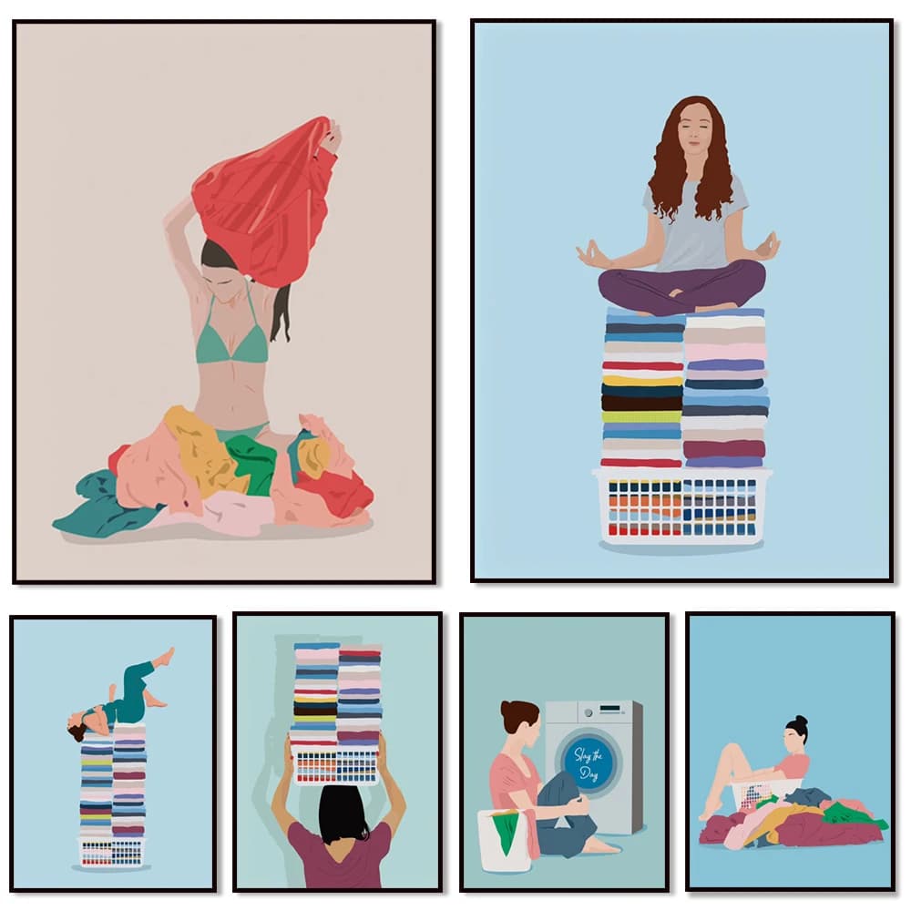 Laundry Day Art Print, Laundry Room Wall Art, Pastel Colors Art Print