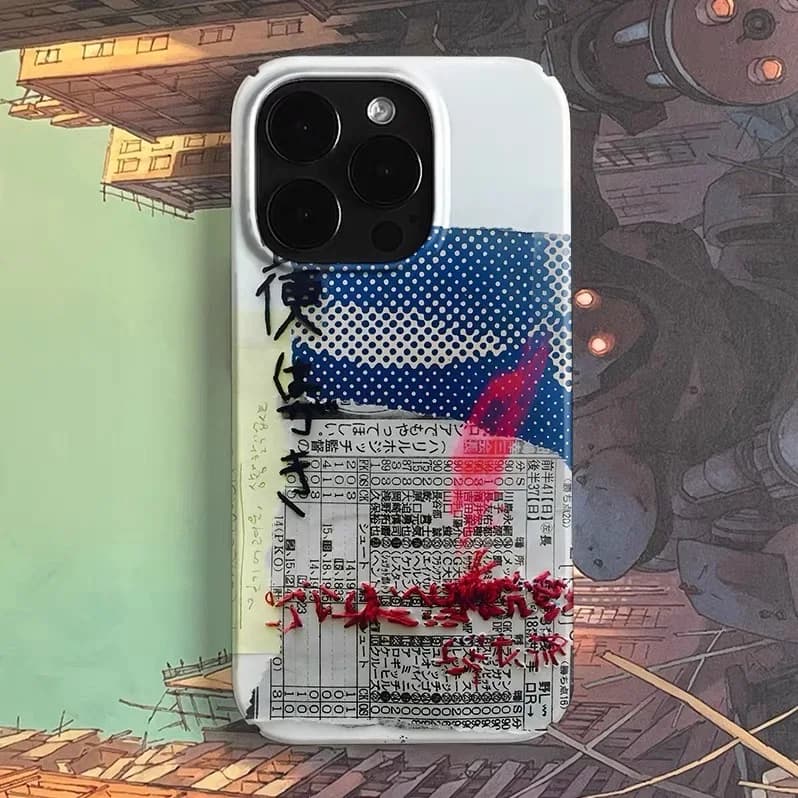Blue Japanese Poster Art Phone Case for IPHONE 17 Air 16E 15 PROMAX 14 Plus 13 12 MINI 11 PRO 16Plus XR SE Acrylic Phone Cover