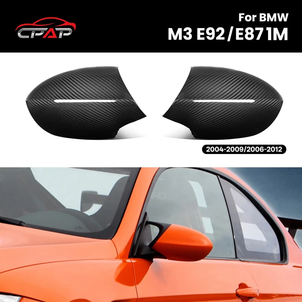 For BMW M3 E92 2006-2013 E87 1M 2004-2009 OEM Style Real Dry Carbon Fiber Rearview Mirror Cover Caps Car Exterior Accessories