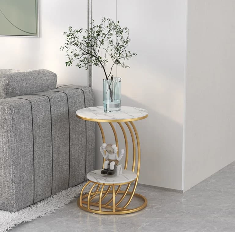 %& Modern Marble Wooden Top End Table Coffee Top Storage Side Tables Tea Table