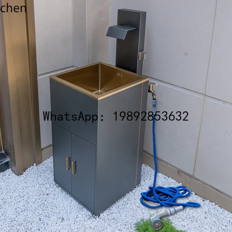 outdoor wash basin courtyard column basin outdoor modern simple basin stainless steel garden multi-functional sink