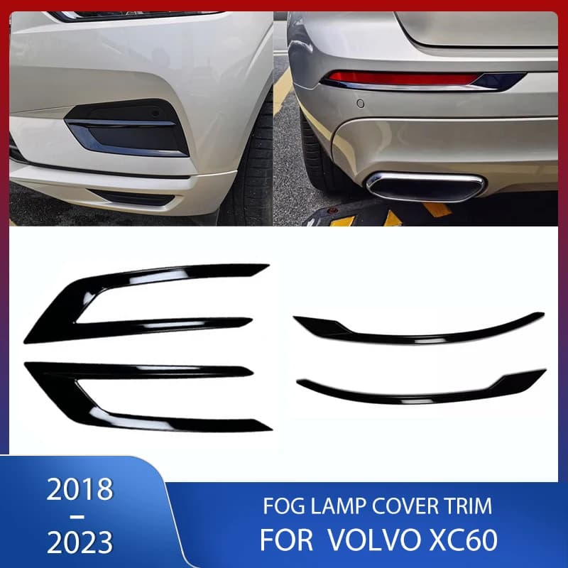 Car Front Rear Bumper Fog Light Lamp Cover Trim Black decoration Sticker Frame For Volvo XC60 2018 2019 2020 2021 2022 2023