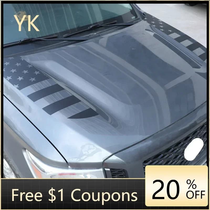 For Nissan Titan 2016-2023 PVC Black Car Front Engine Hood Trim Stickers Pull Flower Film Trim Sticker Car Accessories