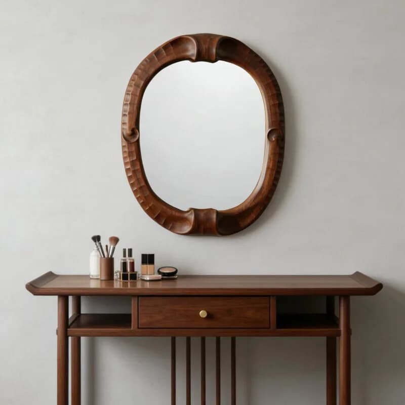 Wooden Vintage Mirror Vanity Aesthetic Nordic Makeup Hanging Art Luxury Funky Mirror Cosmetics Decoration Espelhos Home Products