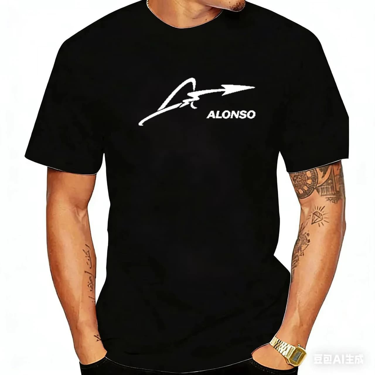 2026 Popular Summer Unisex 'Alonso Signed Print Pure Cotton Crew Neck Short-Sleeve T-Shirt Top