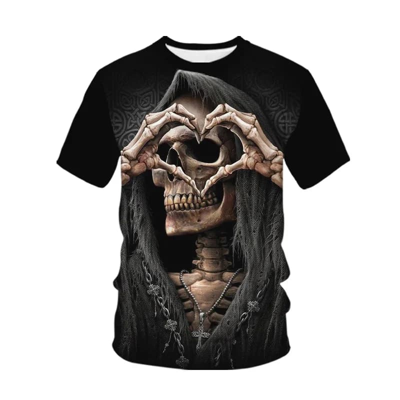 Summer Funny Skull 3D Printed T-Shirt Streetwear Men Horror Fashion Harajuku Casual Size T-Shirt T-Shirt Tops Clothing