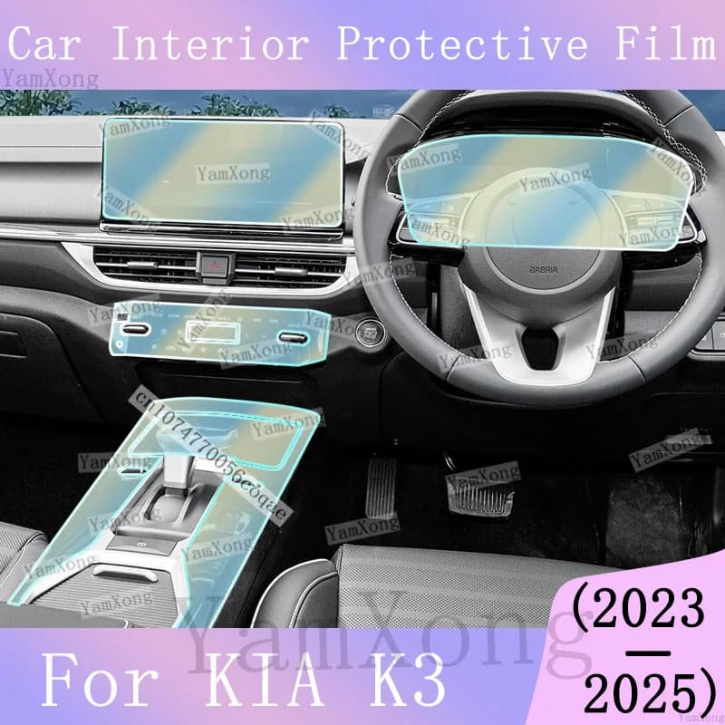 For 2023-2025 KIA K3 Car interior Kit scratch Film Center Panel Transparent Sticker Dashboard Navigation screen Protection Film