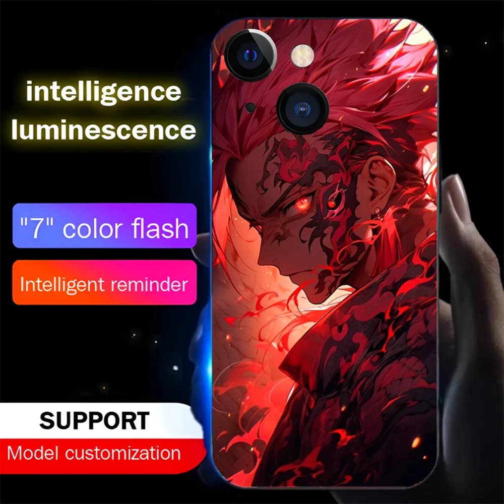 Popular Anime Luminous Glass LED Call Light Up Flash Phone Case For Samsung S26 S25 S24 S23 S22 S21 S20 FE Note 10 20 Plus Ultra